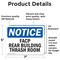 Signmission FACP In Rear Building Trash Room, 7 in W x Rectangle, Vinyl Decal OS-2PACK-NS-D-57-L-12407 - alternate 3